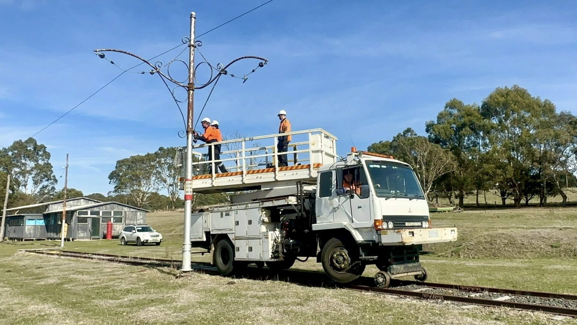 Using the BTM Platform truck to secure the overhead.
